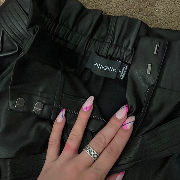 MinkPink Tease Paper Bag Leather Pants - Picture 4 of 5